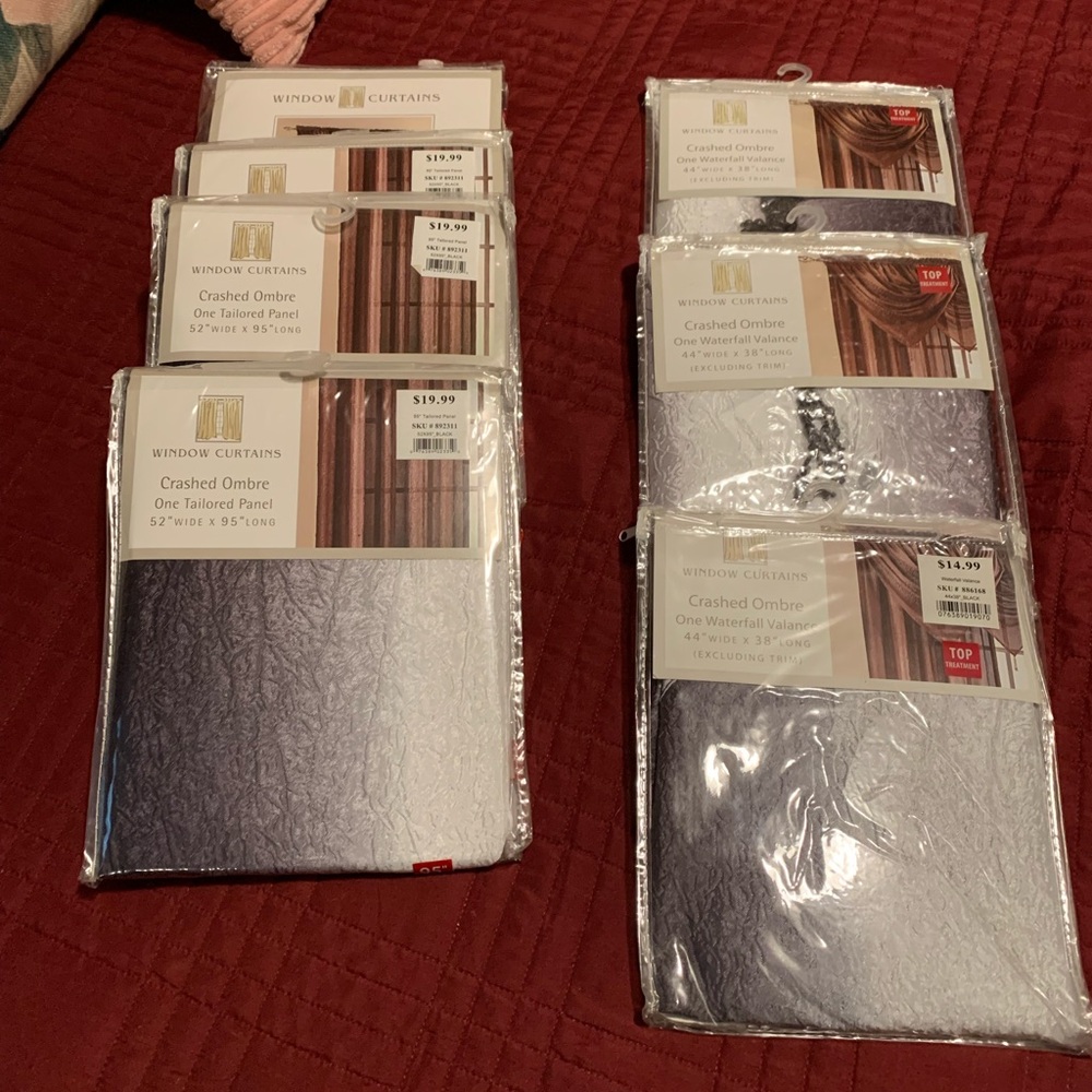NIP - Window sheers - Crashed Ombre black, dark grey, medium gray to light gray